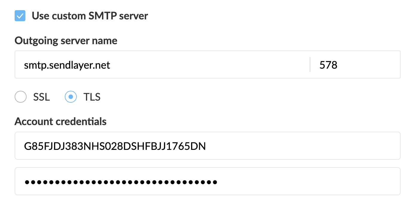 Add SendLayer as custom SMTP server