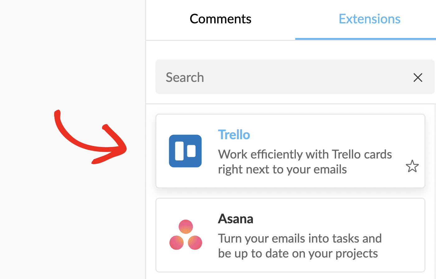 Activate Trello extension in Zoho TeamInbox