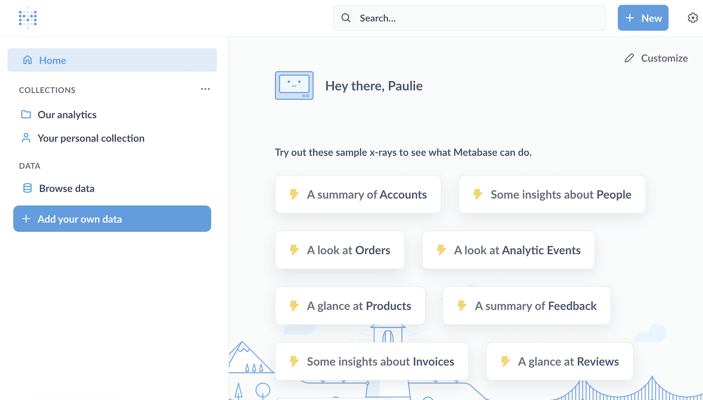 Metabase home