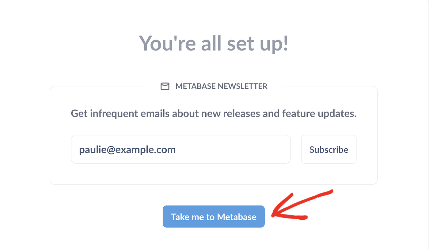 Metabase newsletter signup