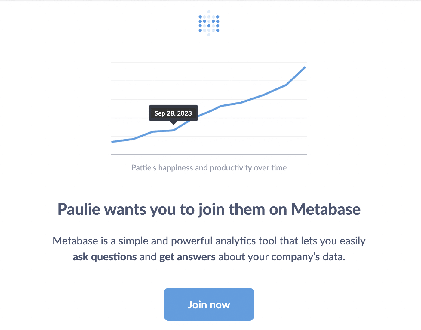 Metabase email invitation