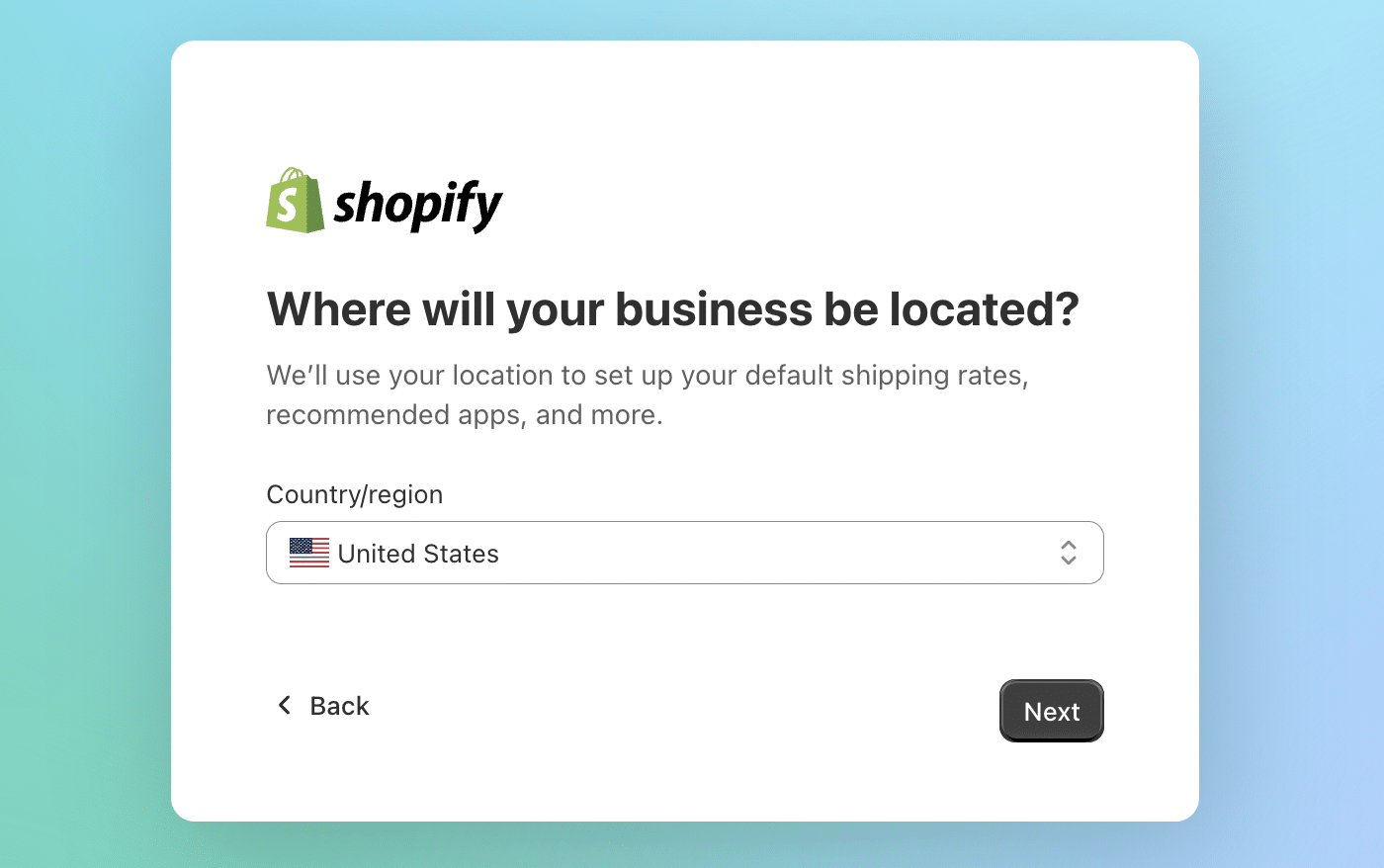 Set Shopify store location