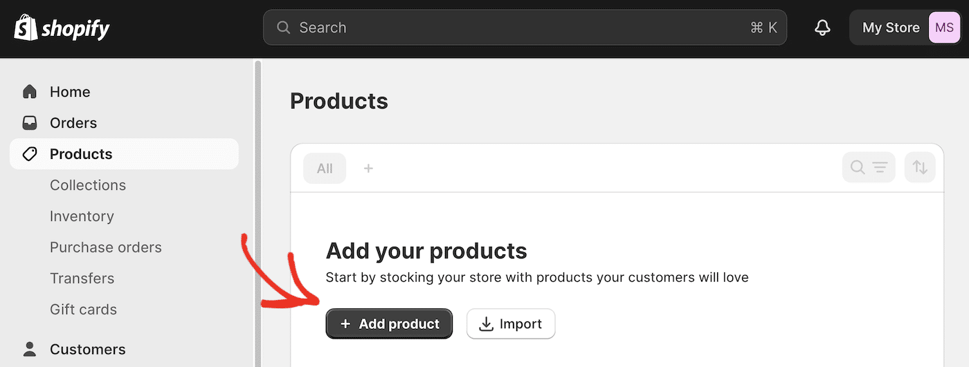 Add products to Shopify