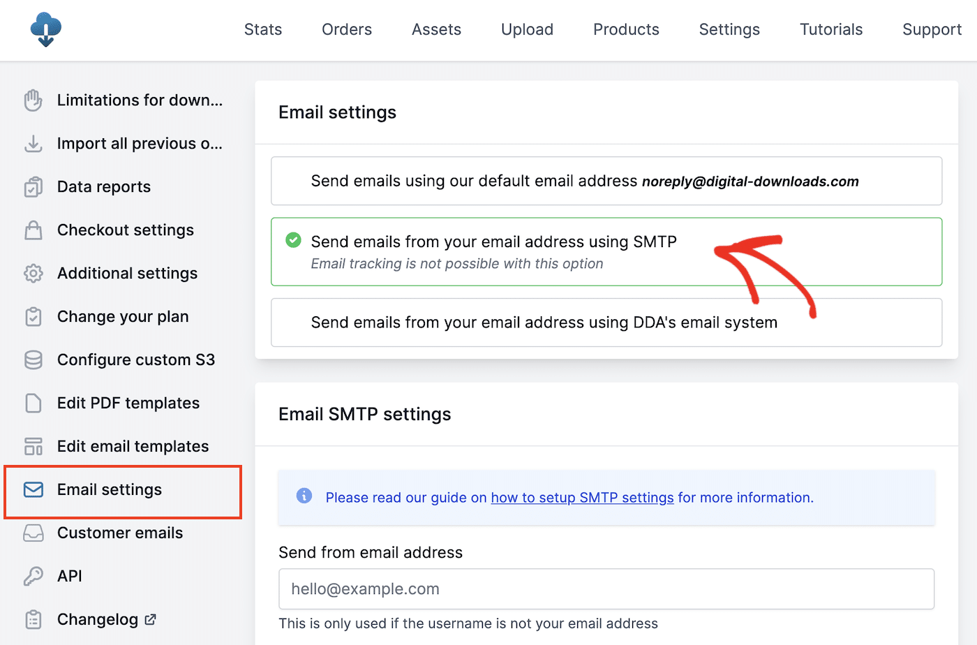 DDA email settings