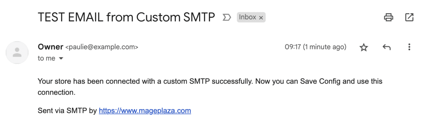 Magento SMTP Test Email