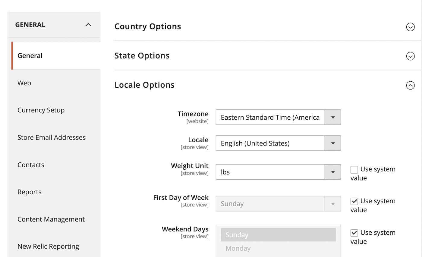 Store Locale Settings