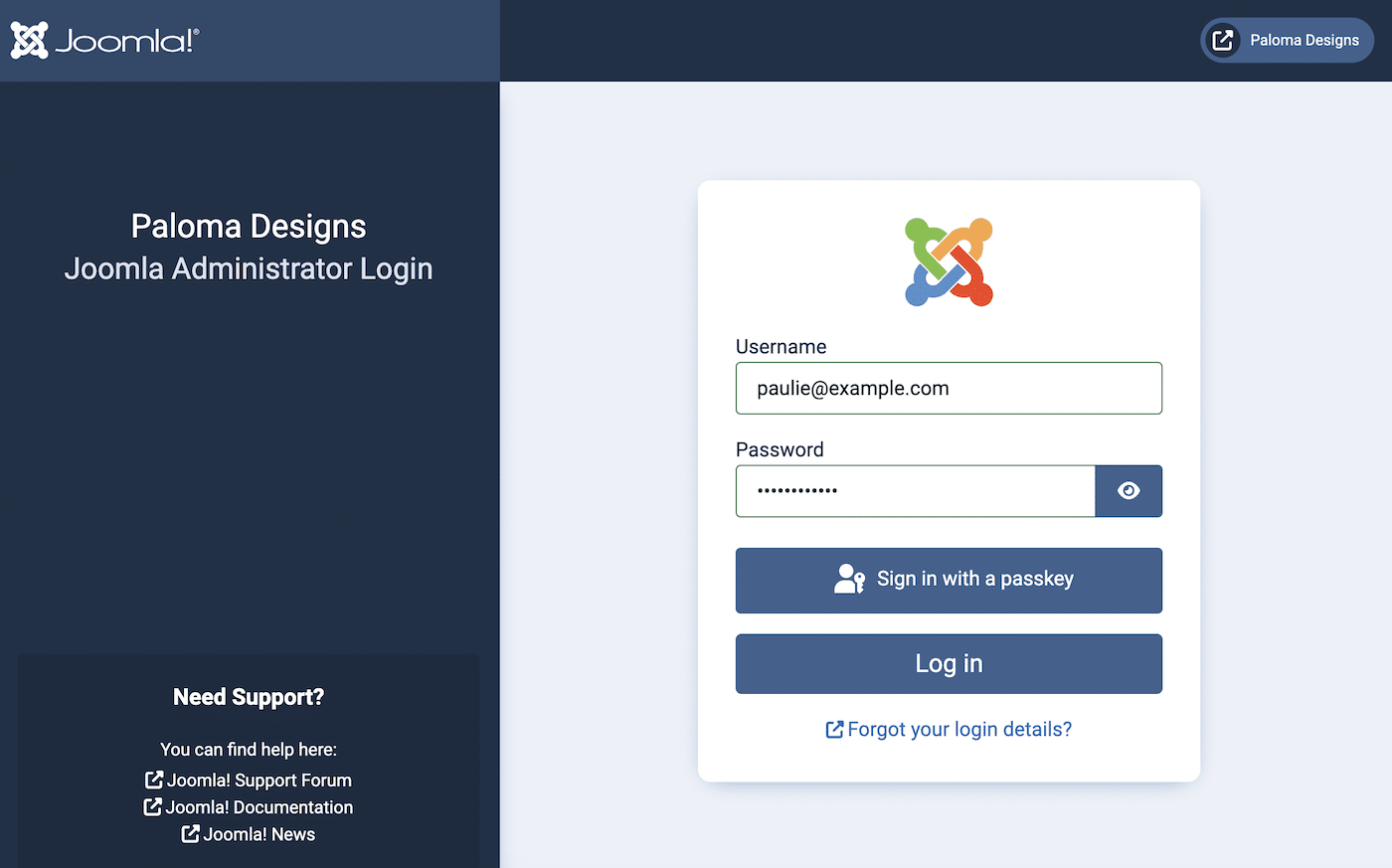 Log into Joomla