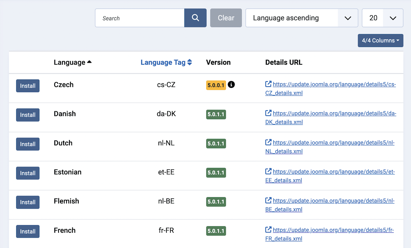 Joomla Languages