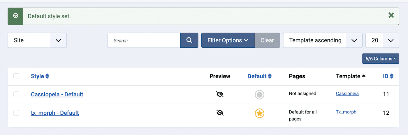 Set Default Template in Joomla