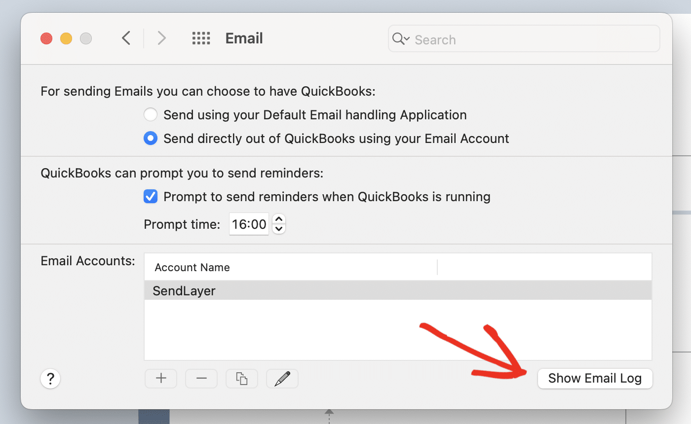 Show QuickBooks Email Log