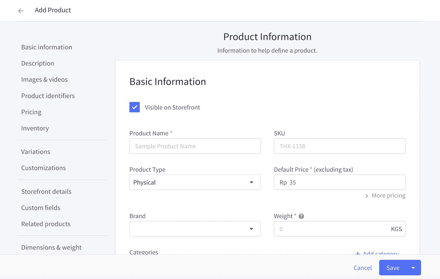Add Product to BigCommerce