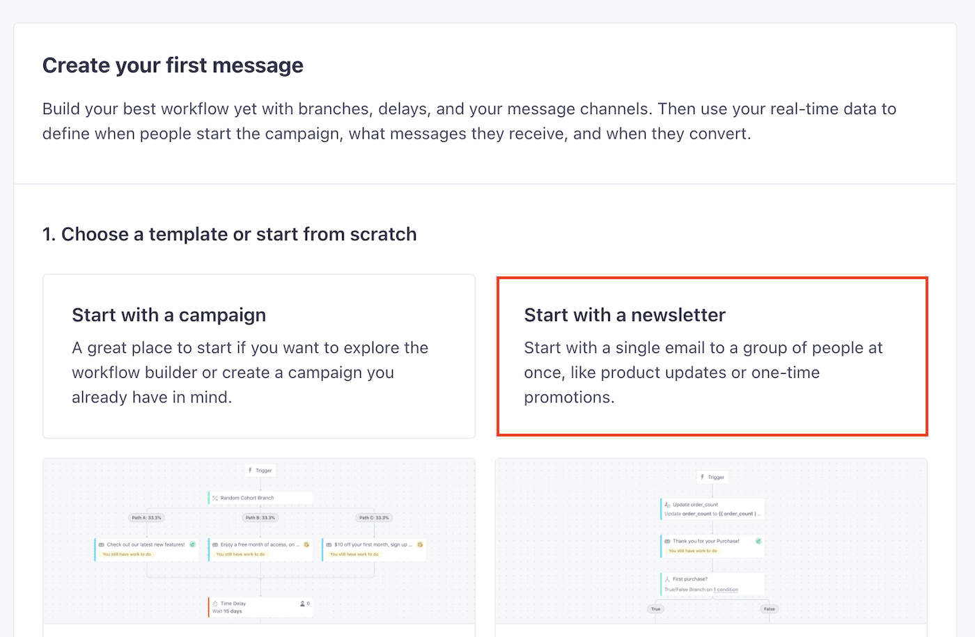 Create First Message on Customer.io