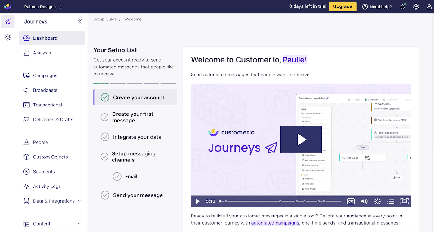 Customer.io Dashboard