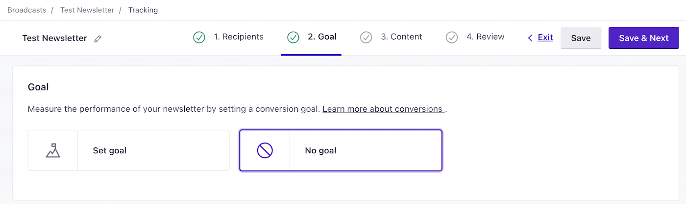 Set Goal for Newsletter