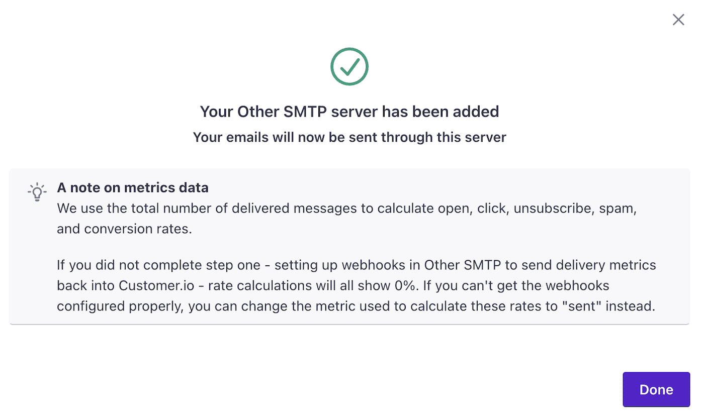 SMTP Settings Complete