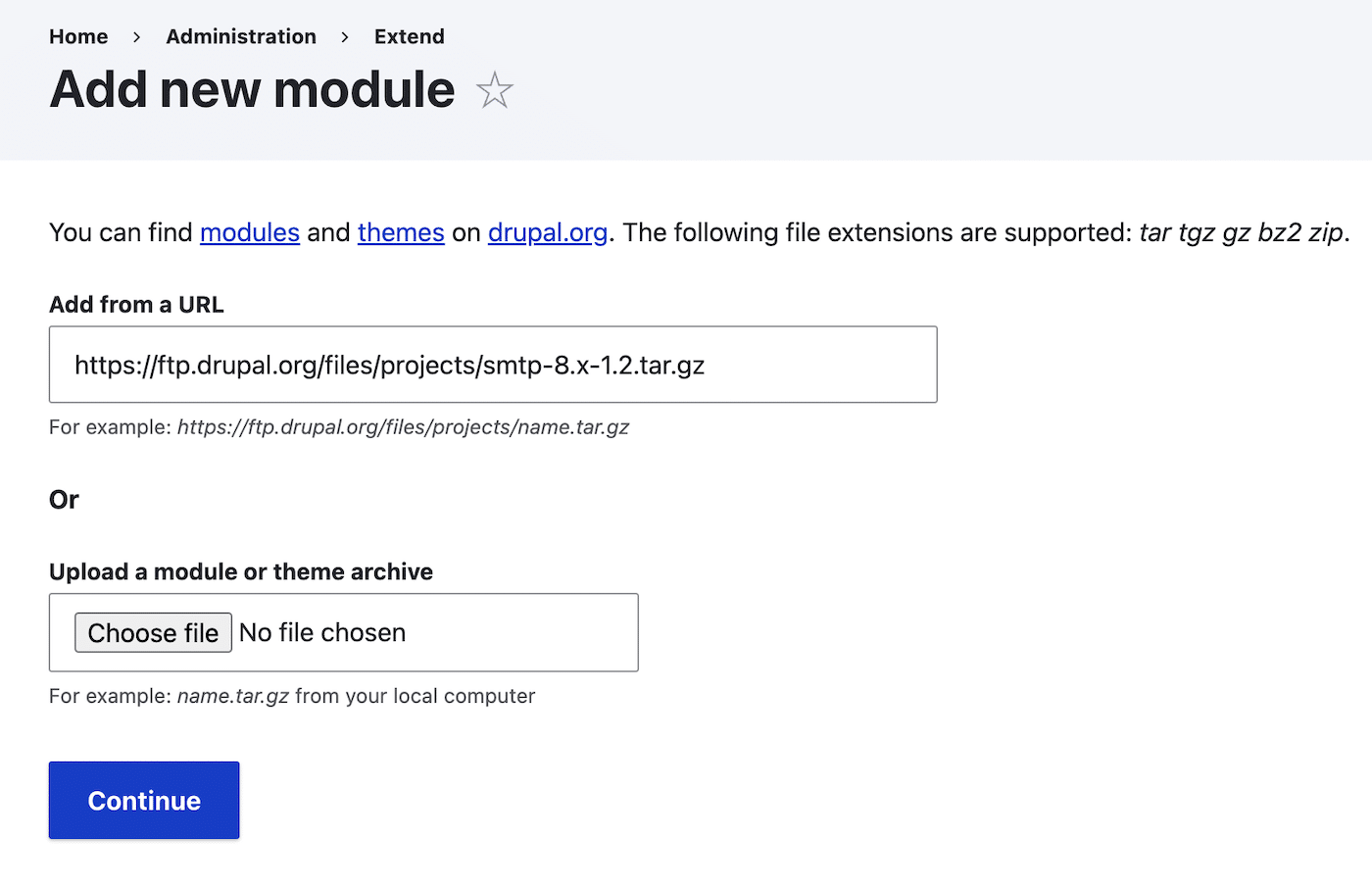 Add Drupal Module from URL