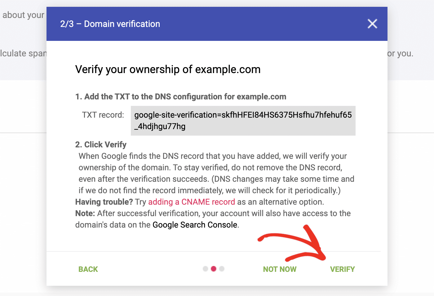 Verificação completa de domínio nas ferramentas Postmaster