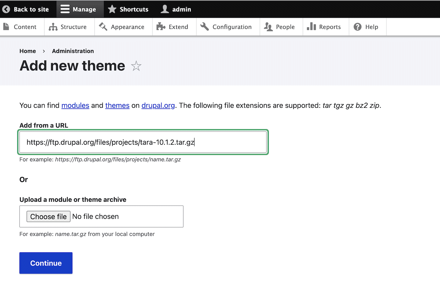 Upload Theme to Drupal Site