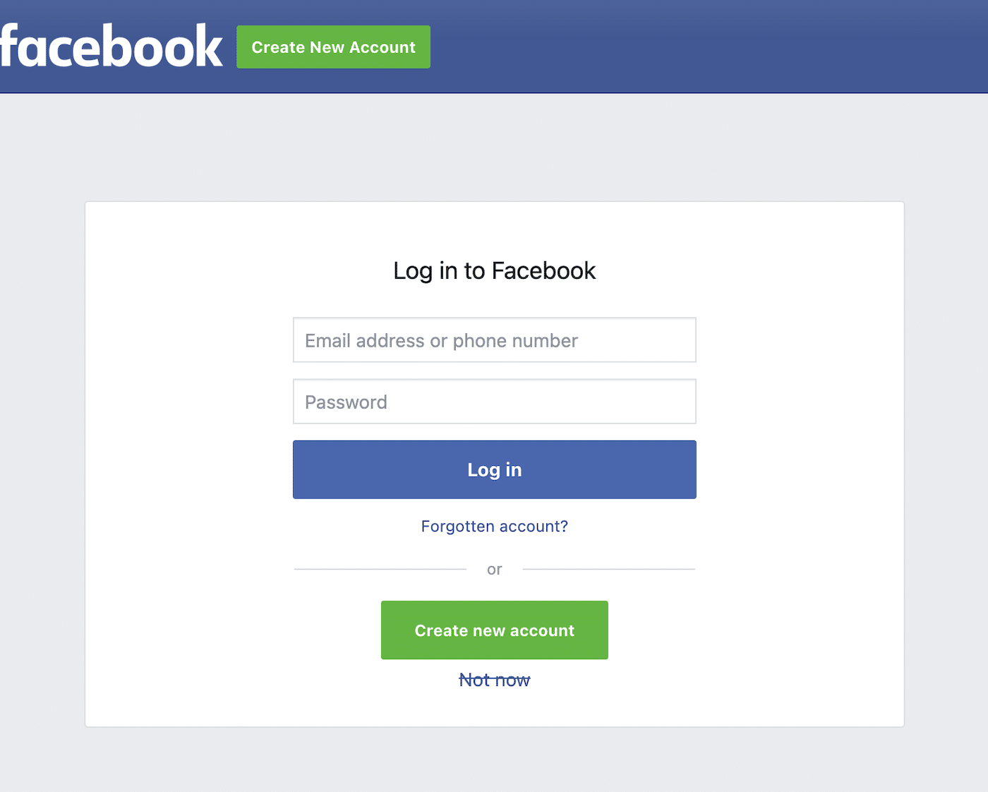 Log Into Facebook