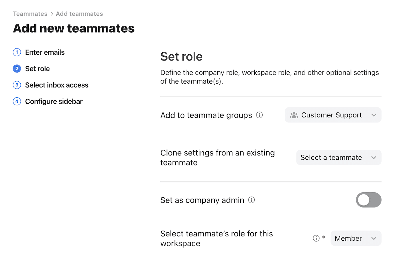 Set Teammate Roles