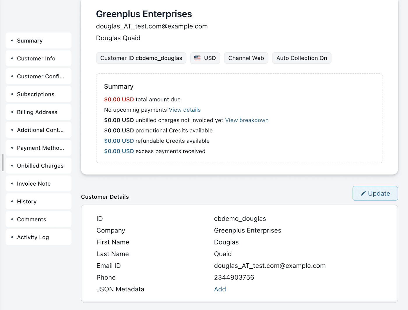 Chargebee Customer Profile