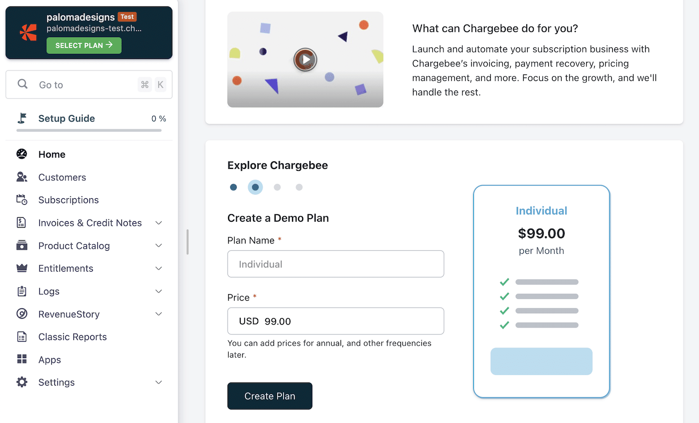 Chargebee Dashboard