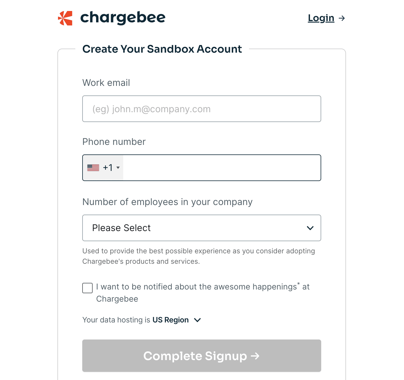 Chargebee Signup
