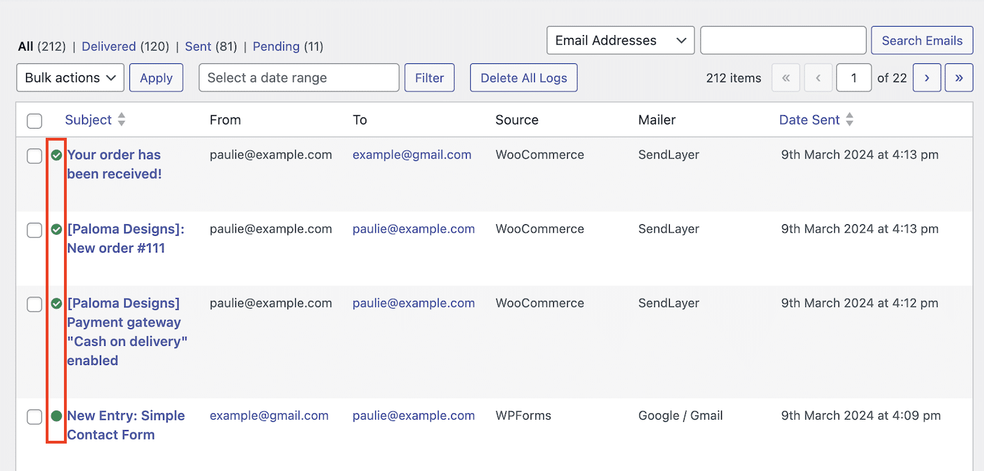 Easy WP SMTP Email Log