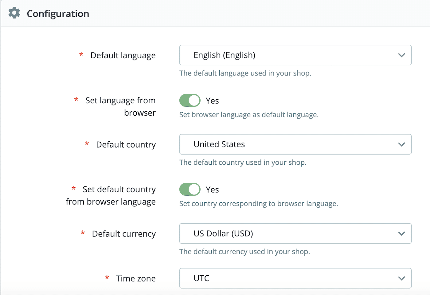 PrestaShop Localization Settings