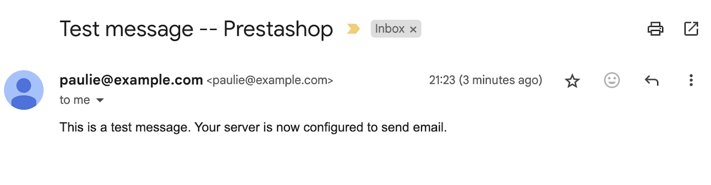 PrestaShop Test Email