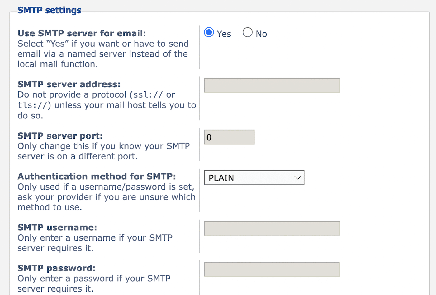 phpBB SMTP settings