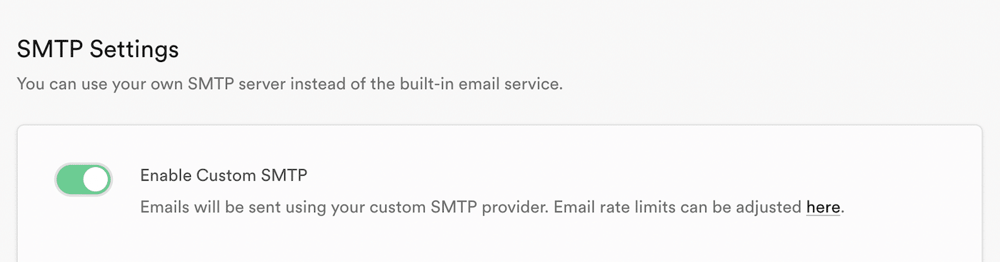 Supabase Custom SMTP