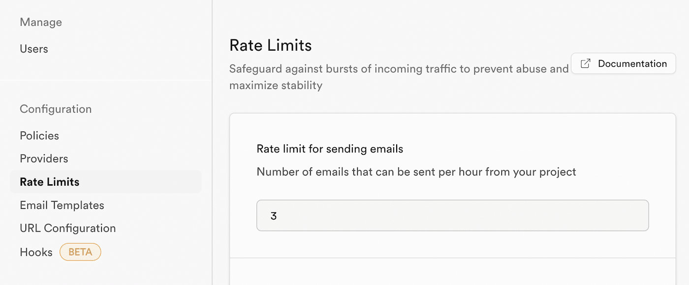 Supabase Email Rate Limits