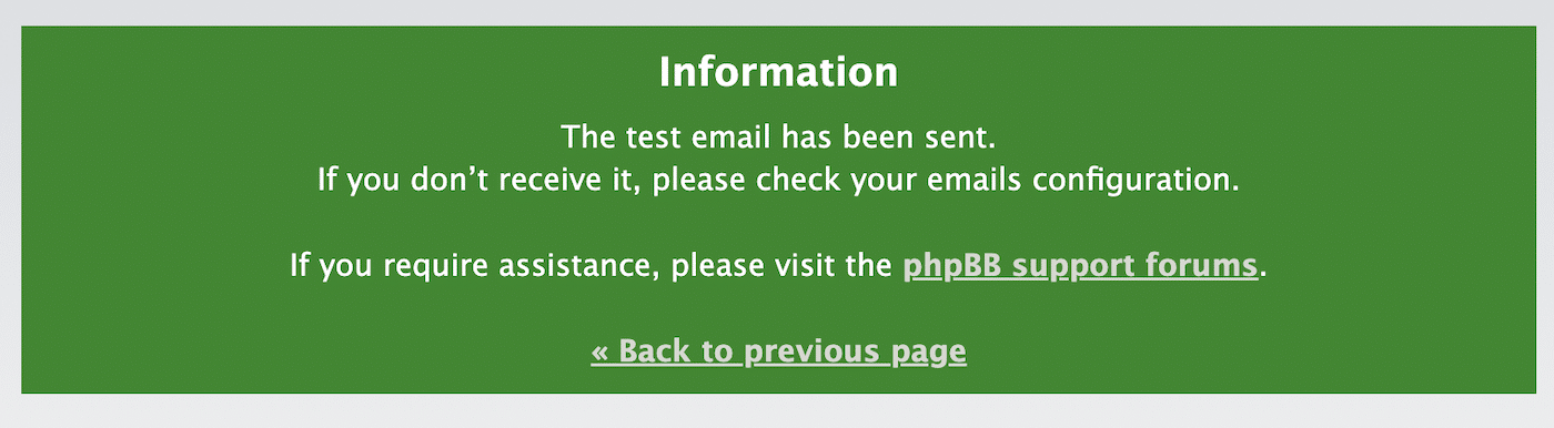 Test email sent