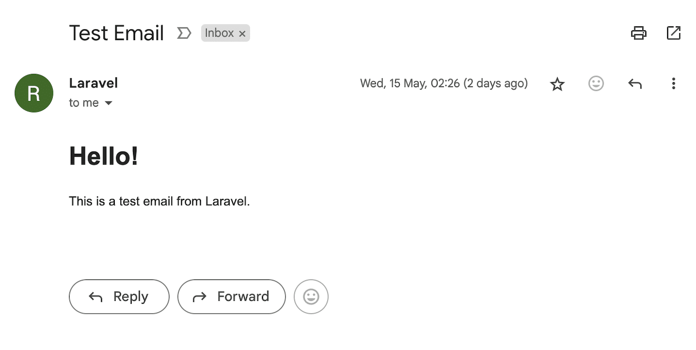 Laravel Test Email