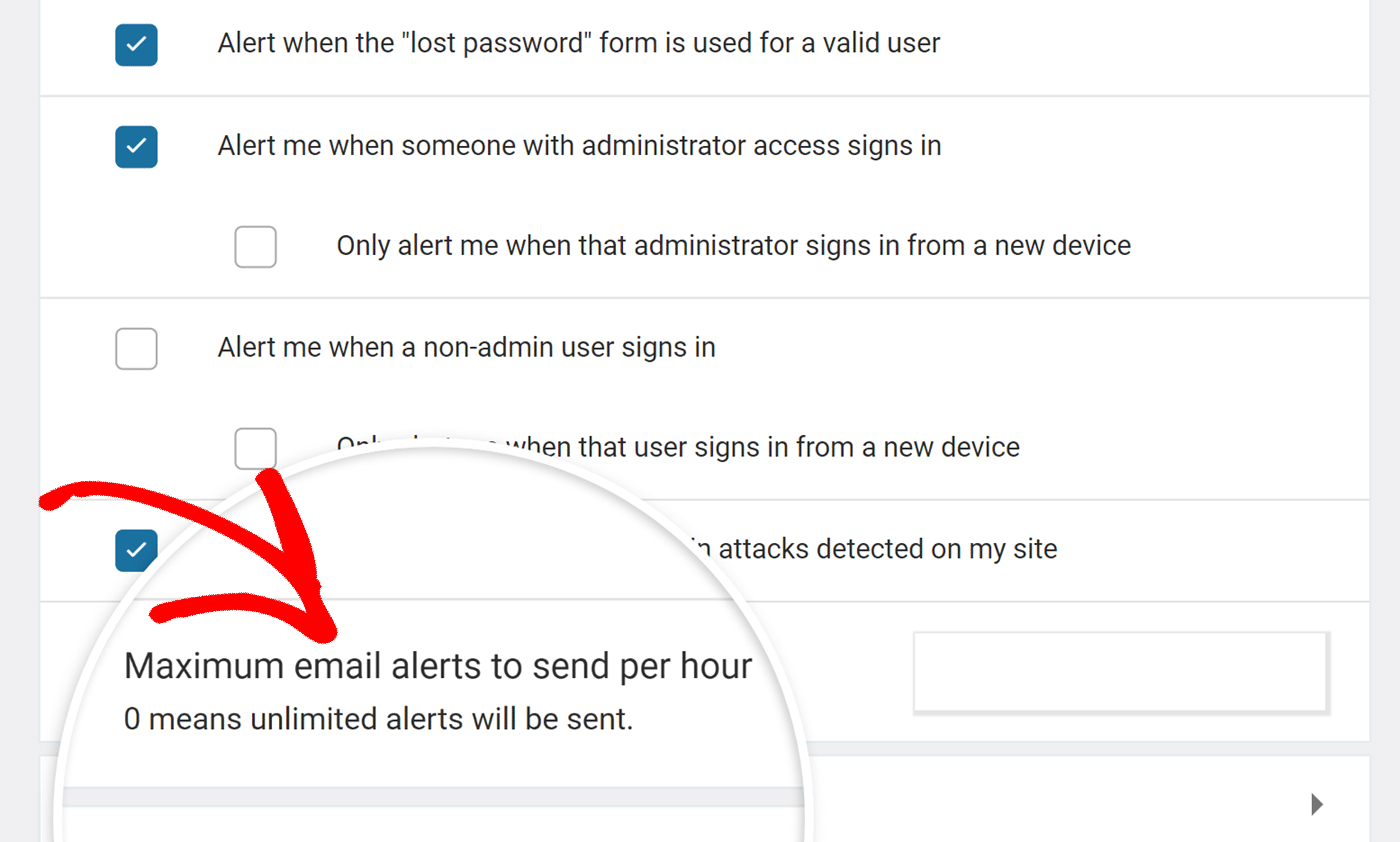 Maximum email alerts to send per hour