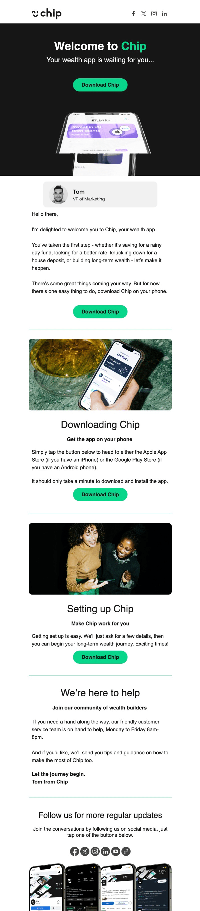 Chip Welcome Email