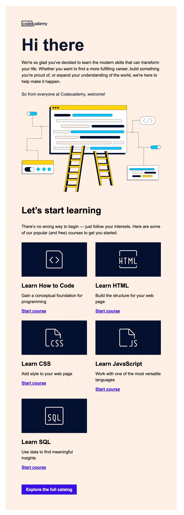 Codecademy Welcome Email