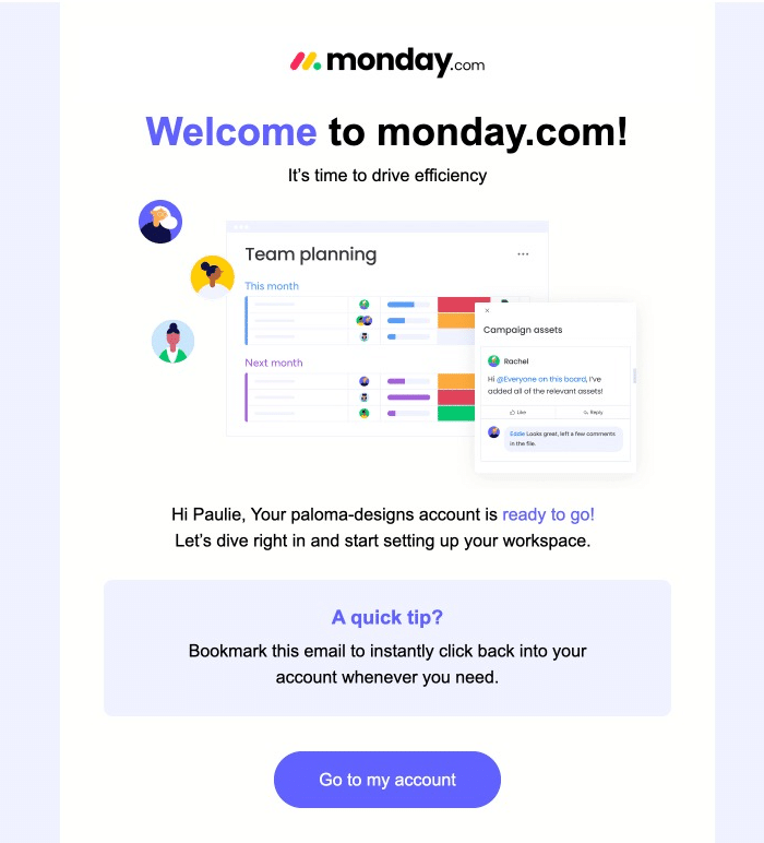 Monday.com Welcome Email