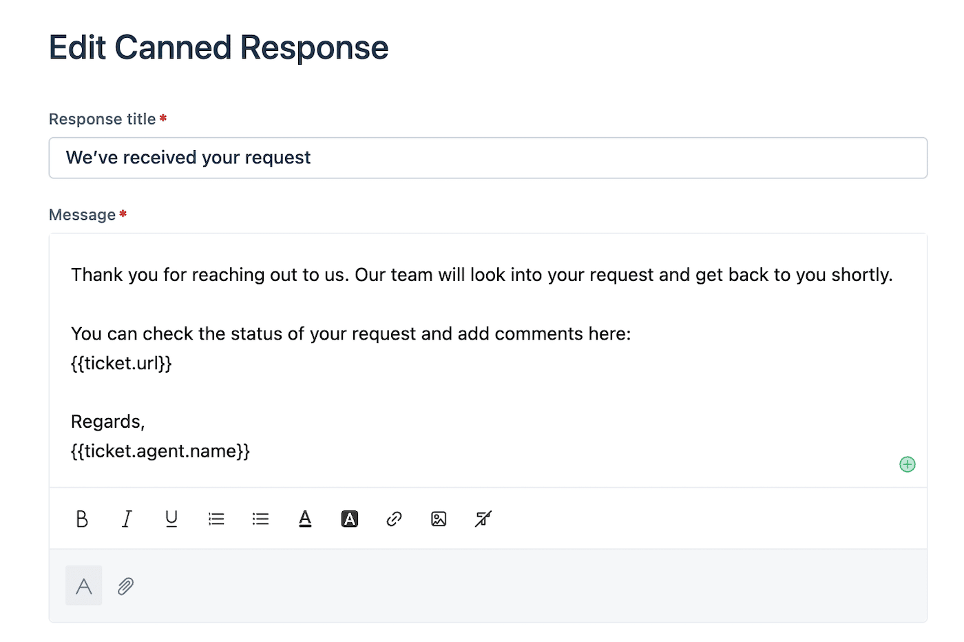 Freshdesk Canned Response