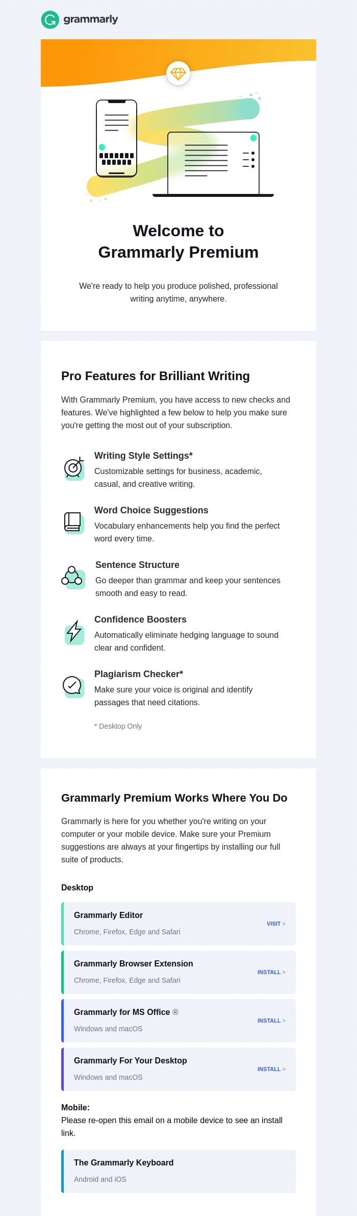 Grammarly onboarding email