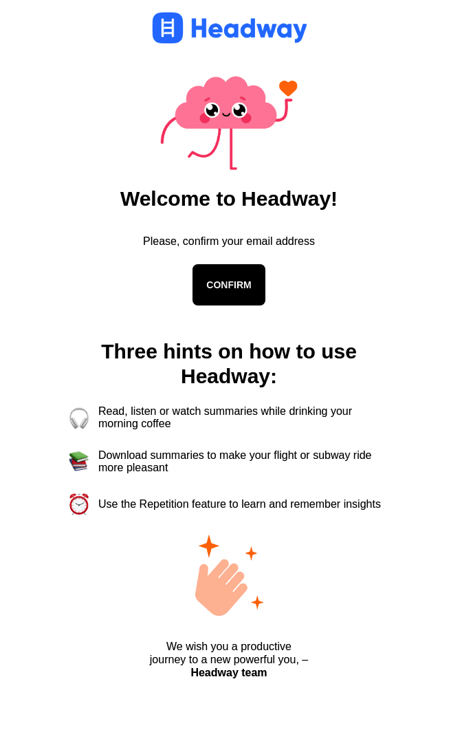 headway onboarding email