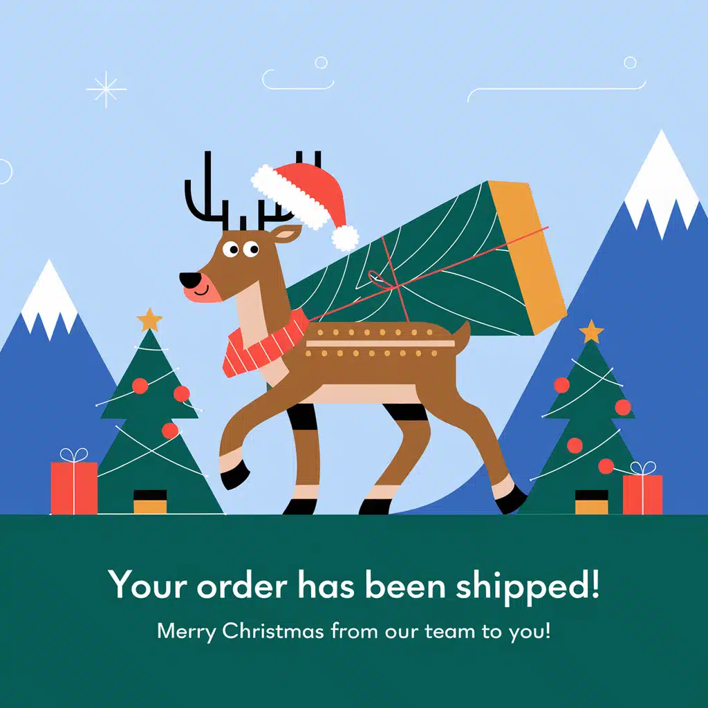 Christmas themed shipping confirmation email