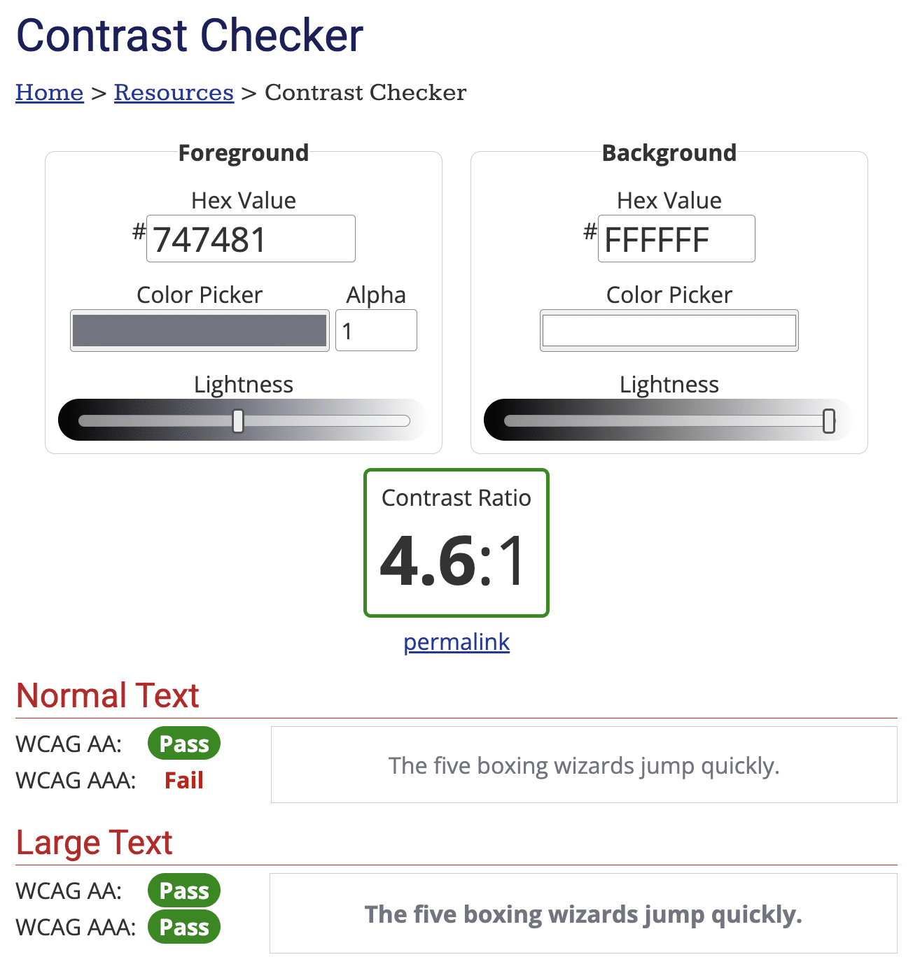 WebAIM Contrast Checker