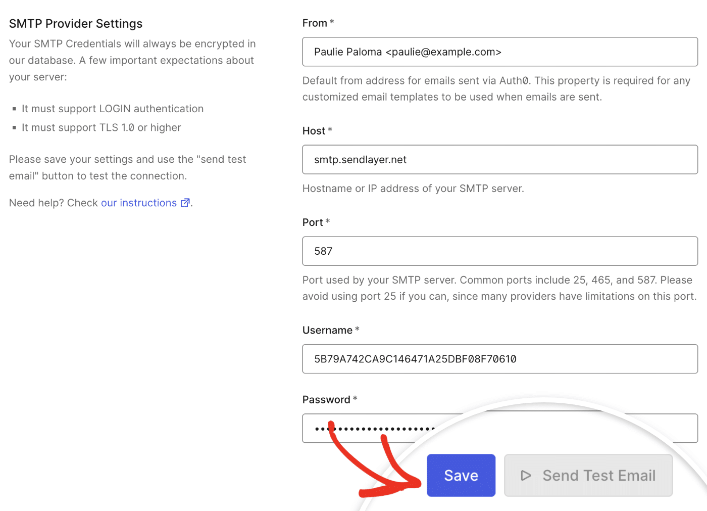 Save SMMTP provider settings