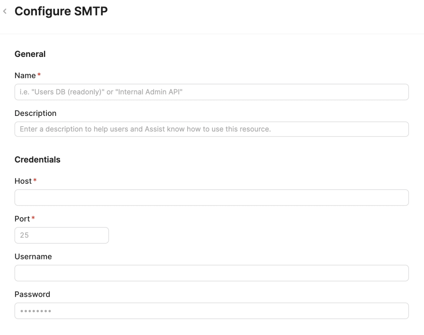 Configure SMTP form