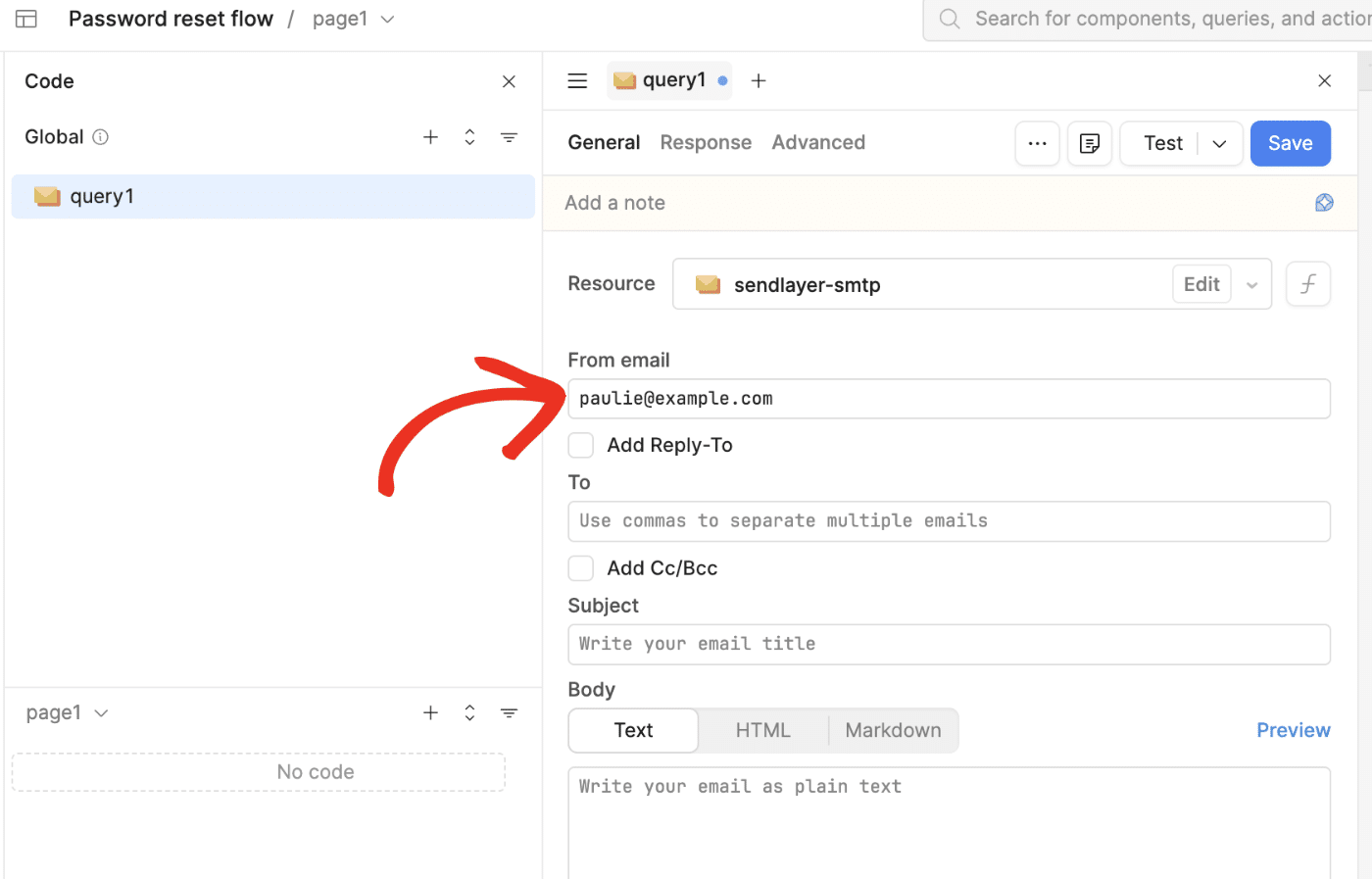 Configure from email