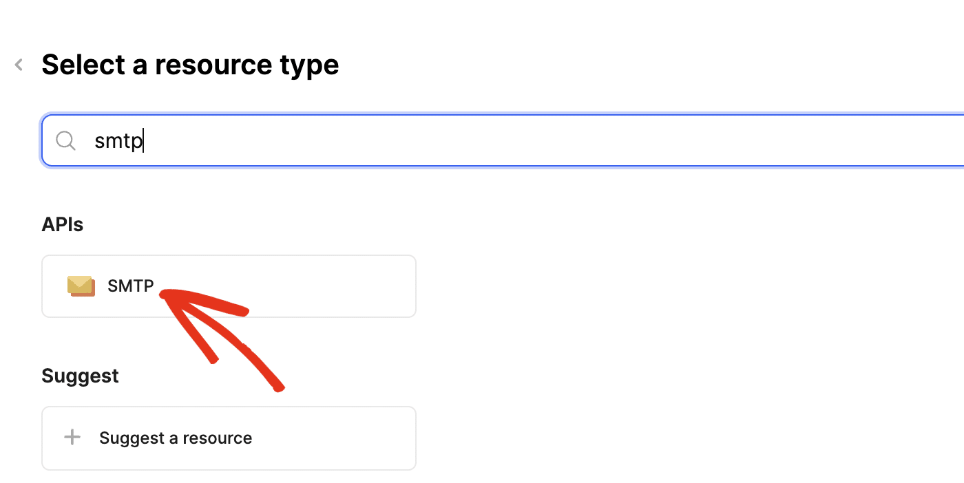Select SMTP resource