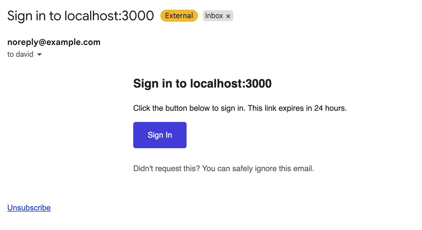 Click the magic link to log in.