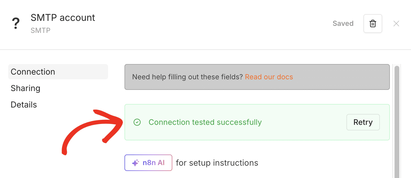 SMTP connection successful